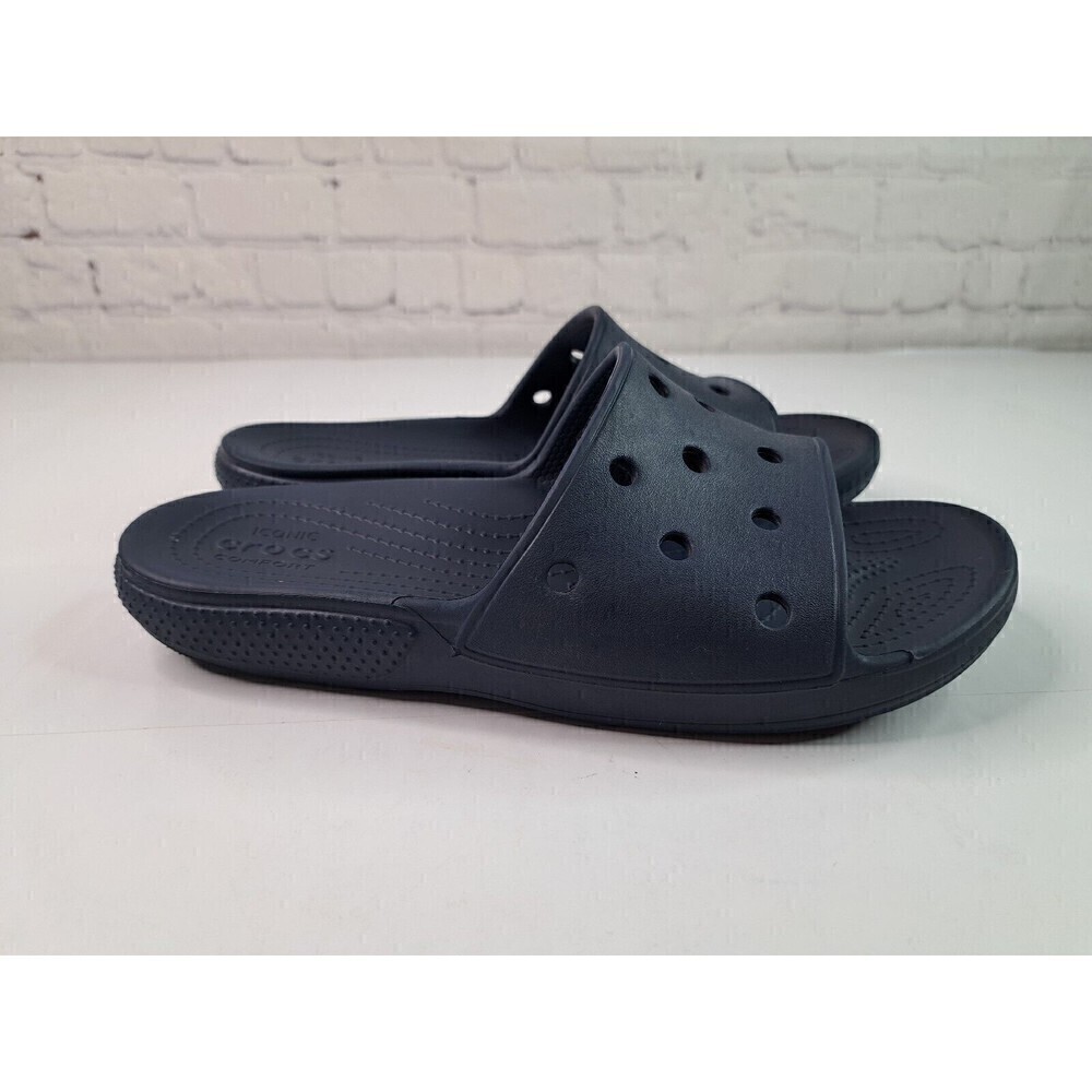 Crocs Navy Blue Slides Unisex Iconic Comfort Slip On Sandals Slides SZ M8 W10